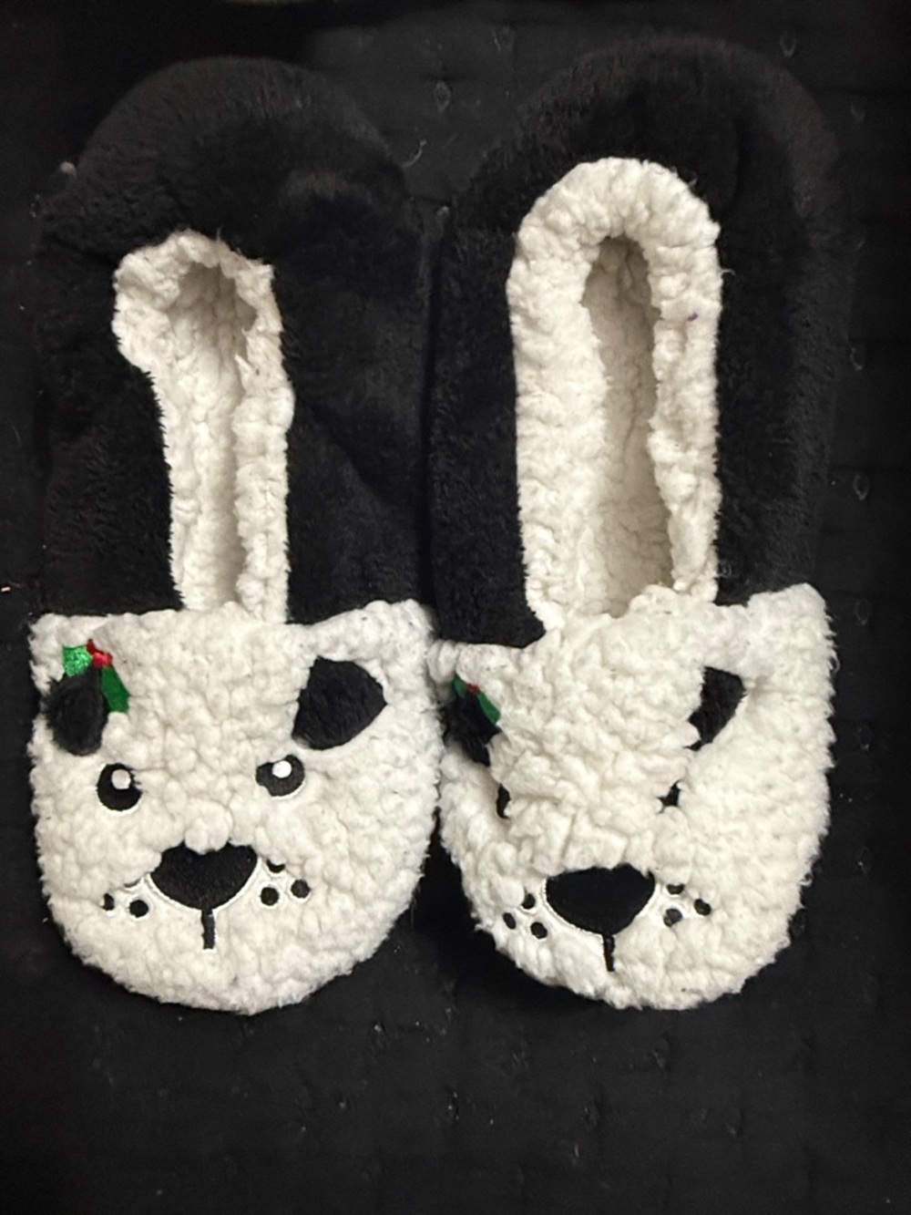 Cozy Black & White Panda Sherpa Slippers for Women